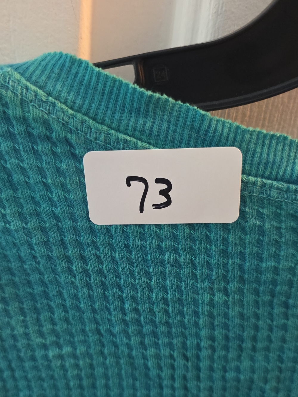 Daytrip Teal Waffle-Knit Long Sleeve Scoop Neck Graphic Top - Picture 4 of 4